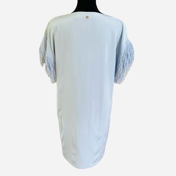 2/$25 Marie Oliver Andi Dress Silk Fringe Powder Blue Croquette Twee Girly XS - Picture 5 of 13